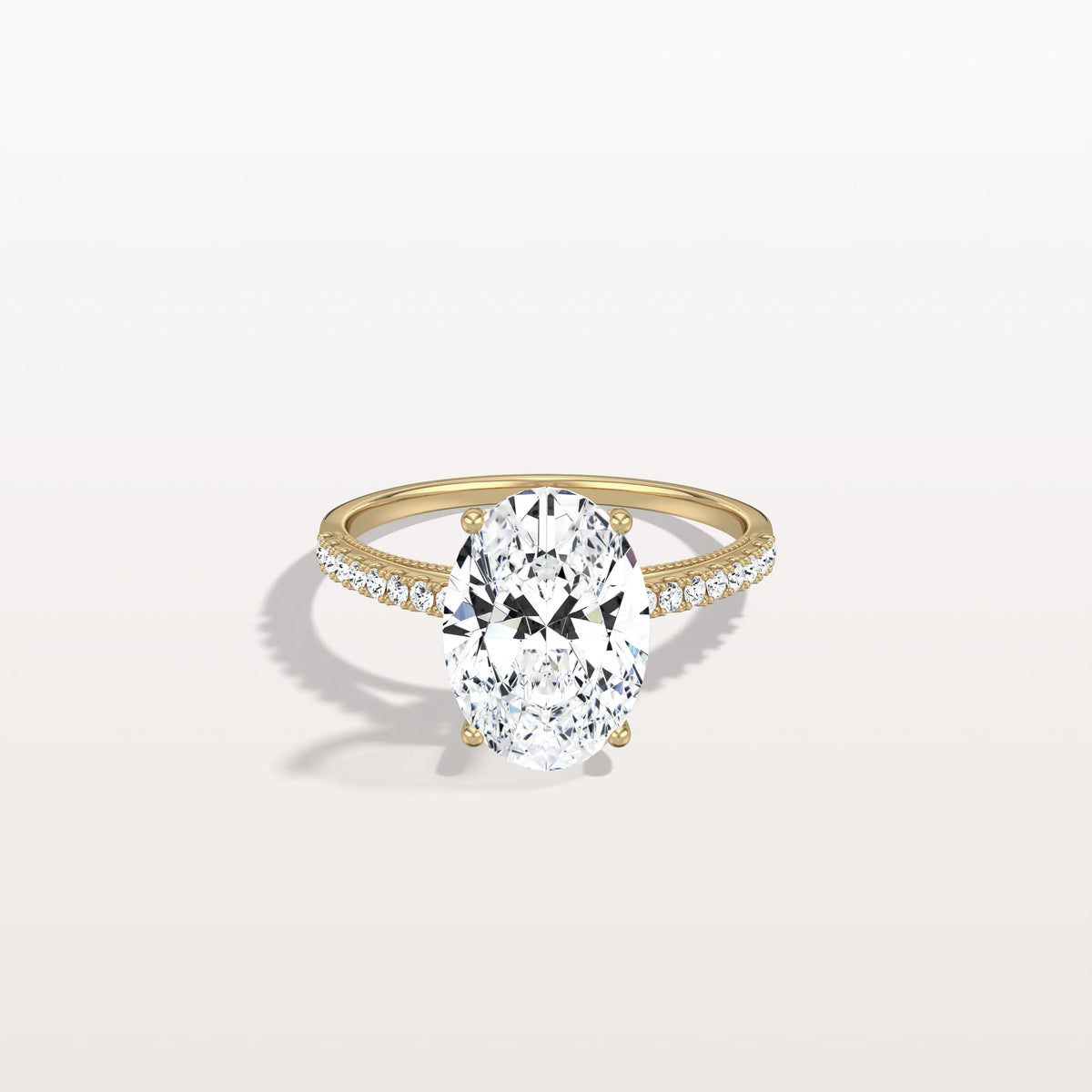 Oval Cut Pave Solitaire 3CT Lab Grown Engagement Ring - Rings