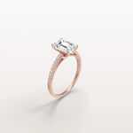Emerald Cut Solitaire Pave 2CT Lab Grown Engagement Ring - Rings