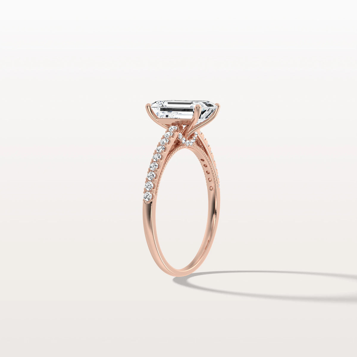 Emerald Cut Solitaire Pave 2CT Lab Grown Engagement Ring - Rings