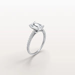 Emerald Cut Solitaire Pave 2CT Lab Grown Engagement Ring - Rings