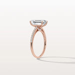 Emerald Cut Solitaire Pave 3CT Lab Grown Engagement Ring - Rings
