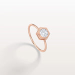 Hexagon Bezel Solitaire Round Lab Diamond Ring - Rings