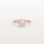 Hexagon Bezel Solitaire Round Lab Diamond Ring - Rings