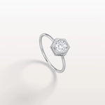 Hexagon Bezel Solitaire Round Lab Diamond Ring - Rings