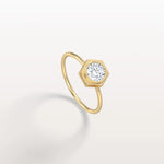 Hexagon Bezel Solitaire Round Lab Diamond Ring - Rings