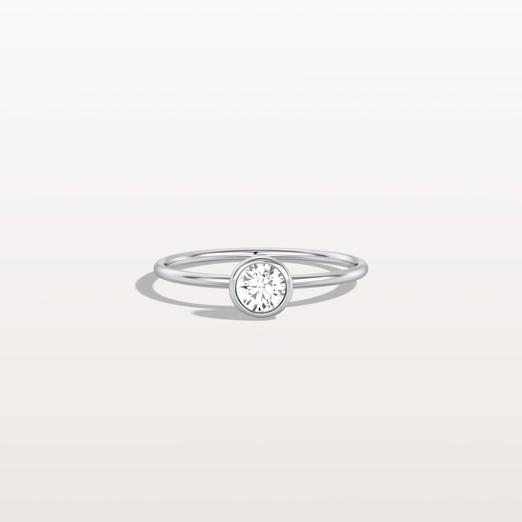Minimalist Solitaire Bezel Set Round Lab Grown Diamond Ring - Rings