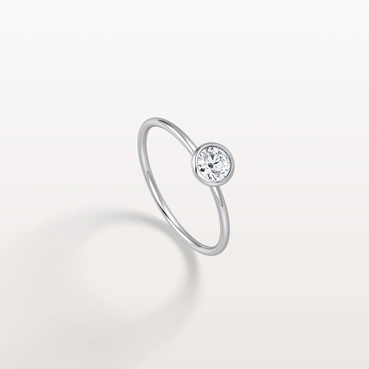 Minimalist Solitaire Bezel Set Round Lab Grown Diamond Ring - Rings