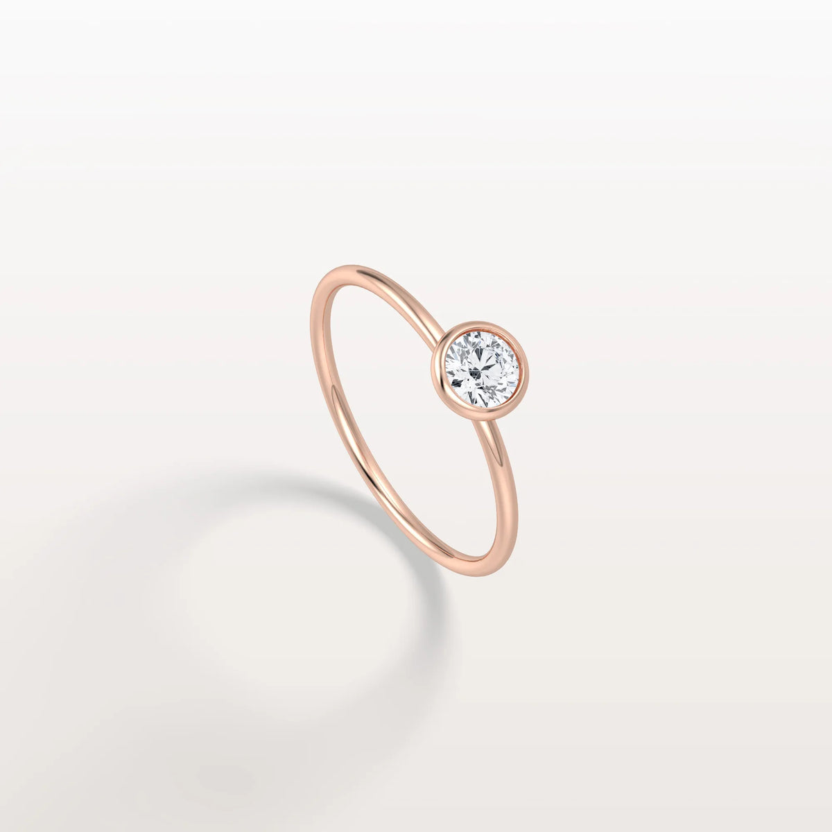 Minimalist Solitaire Bezel Set Round Lab Grown Diamond Ring - Rings