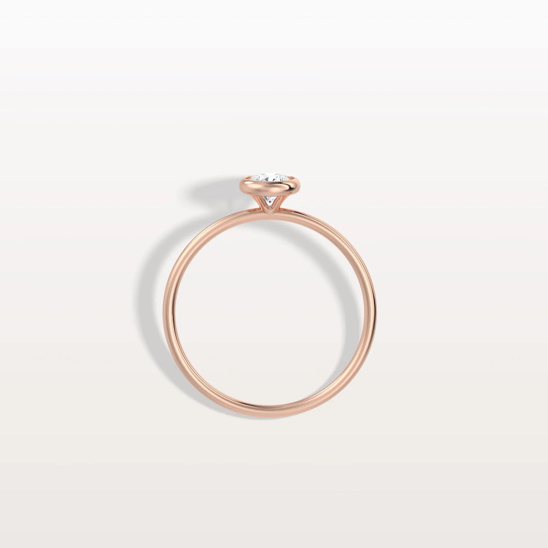 Minimalist Solitaire Bezel Set Round Lab Grown Diamond Ring - Rings
