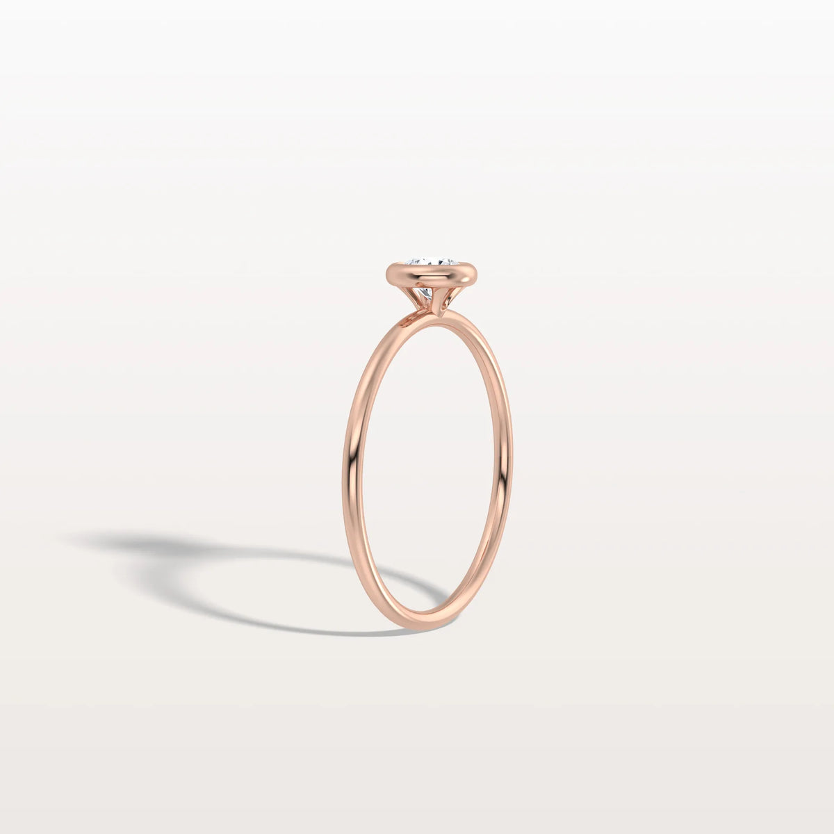 Minimalist Solitaire Bezel Set Round Lab Grown Diamond Ring - Rings