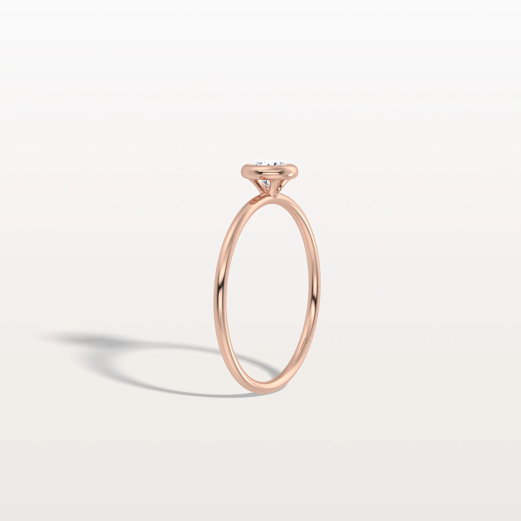 Minimalist Solitaire Bezel Set Round Lab Grown Diamond Ring - Rings