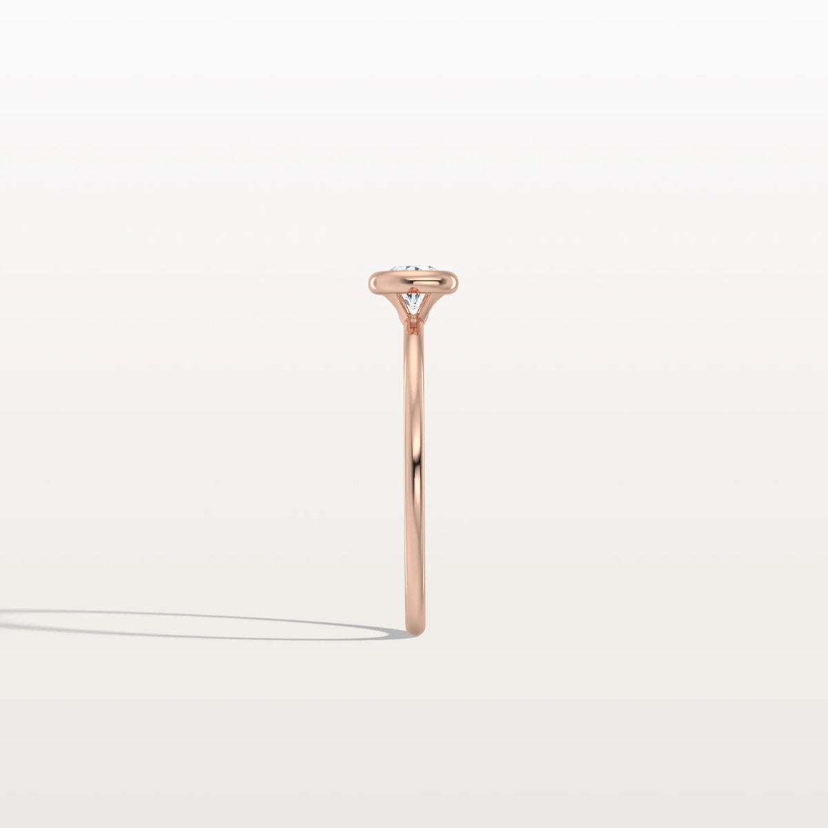 Minimalist Solitaire Bezel Set Round Lab Grown Diamond Ring - Rings