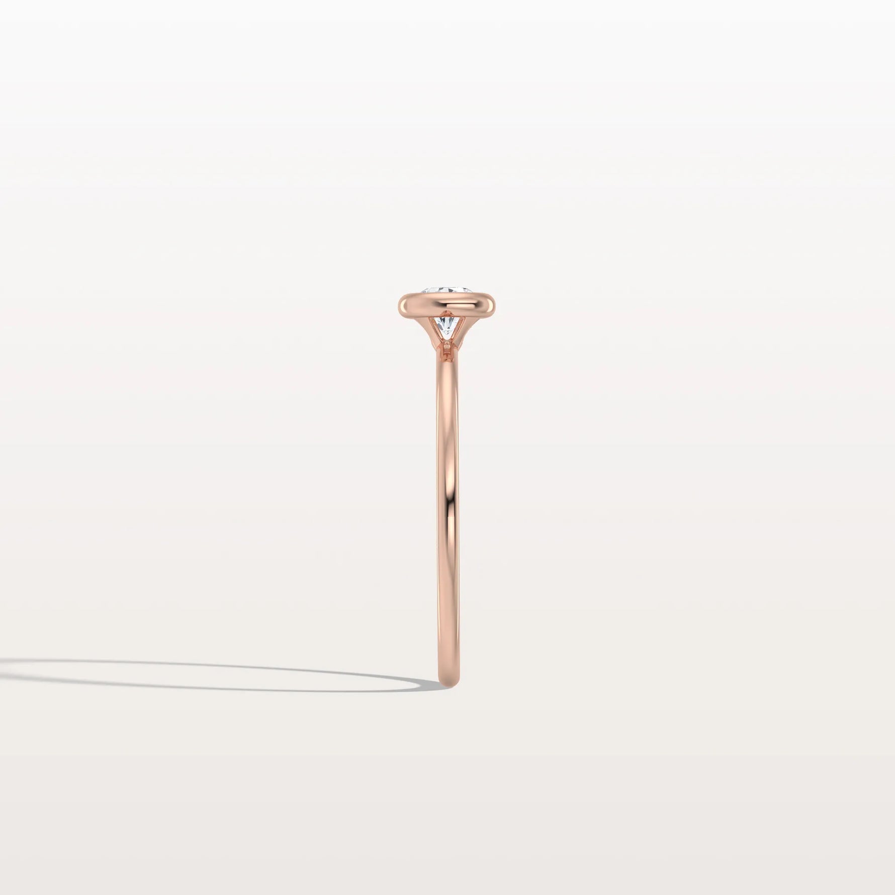 Minimalist Solitaire Bezel Set Round Lab Grown Diamond Ring - Rings