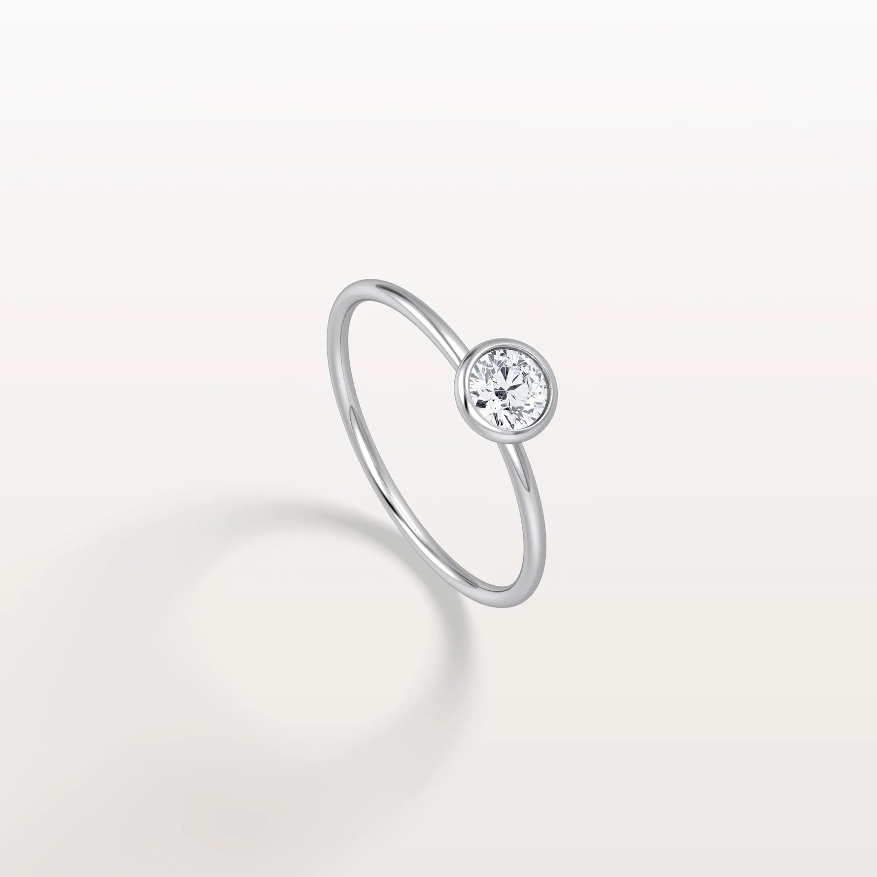 Minimalist Solitaire Bezel Set Round Lab Grown Diamond Ring - Rings
