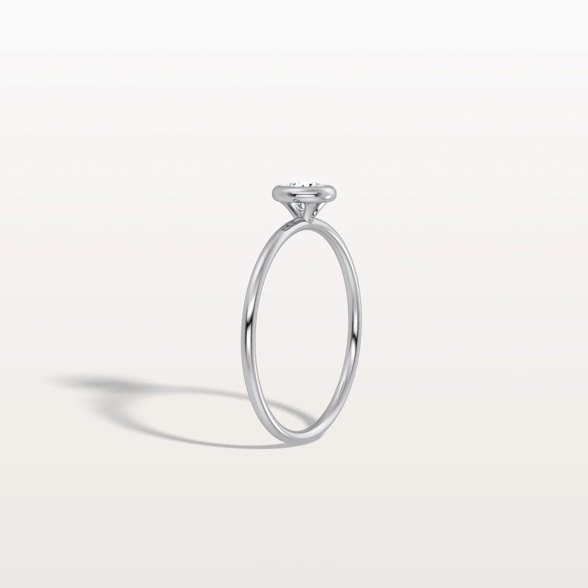 Minimalist Solitaire Bezel Set Round Lab Grown Diamond Ring - Rings