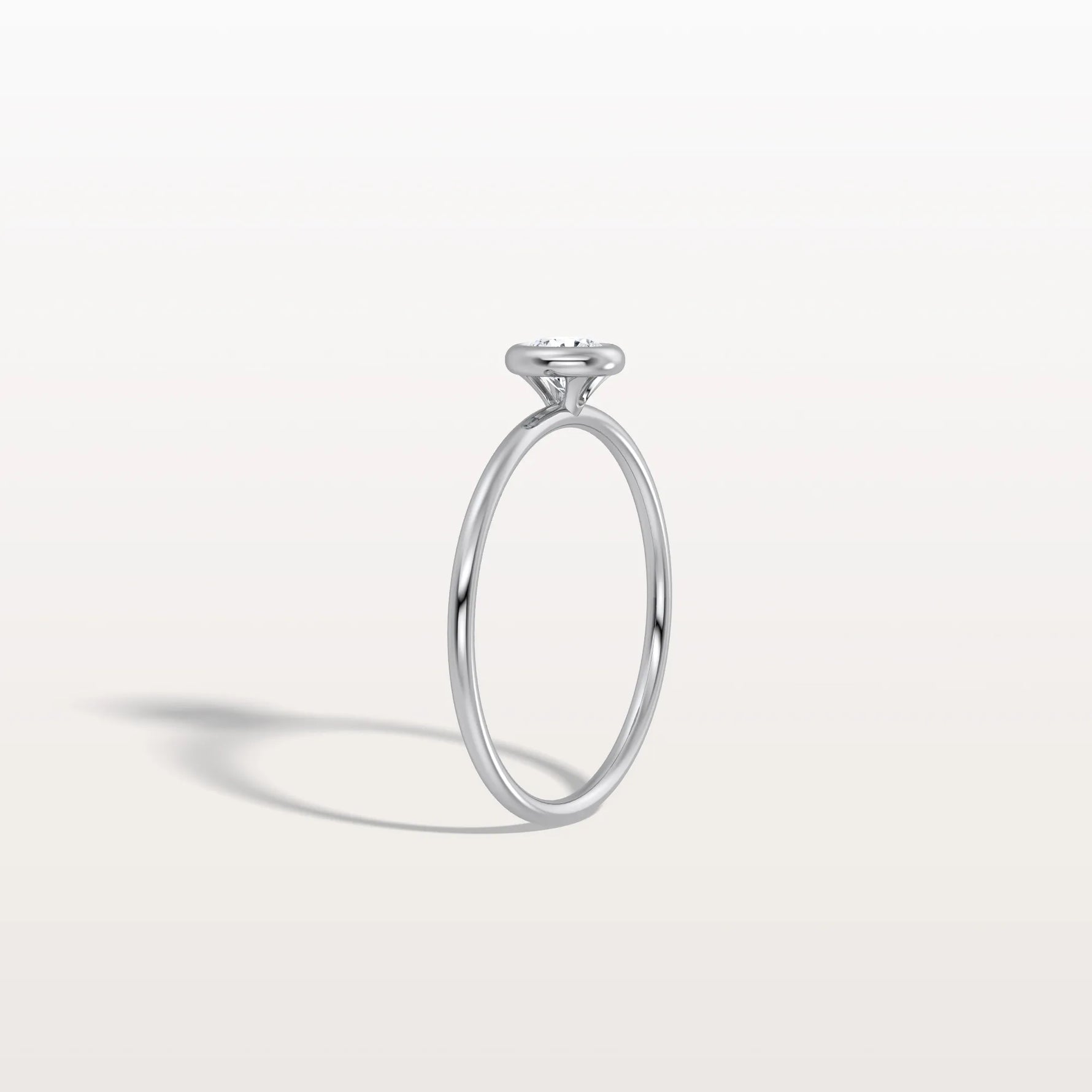 Minimalist Solitaire Bezel Set Round Lab Grown Diamond Ring - Rings