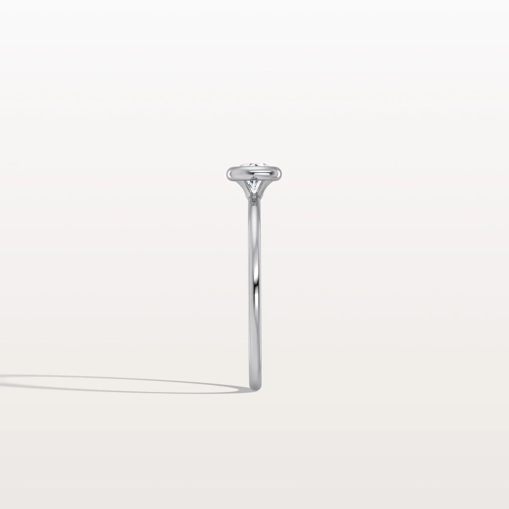 Minimalist Solitaire Bezel Set Round Lab Grown Diamond Ring - Rings