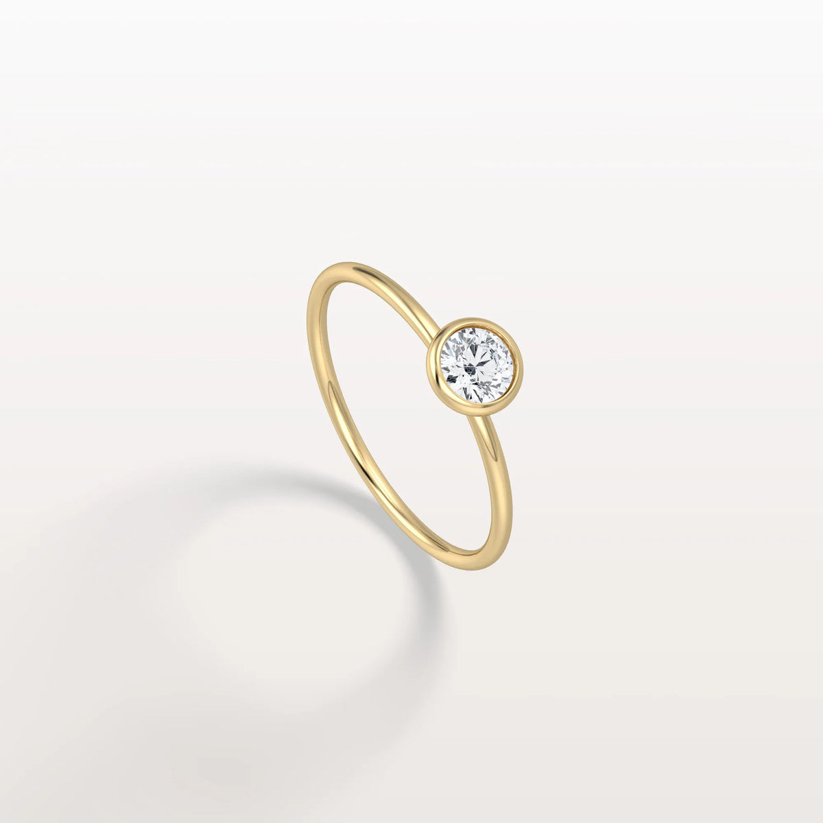 Minimalist Solitaire Bezel Set Round Lab Grown Diamond Ring - Rings