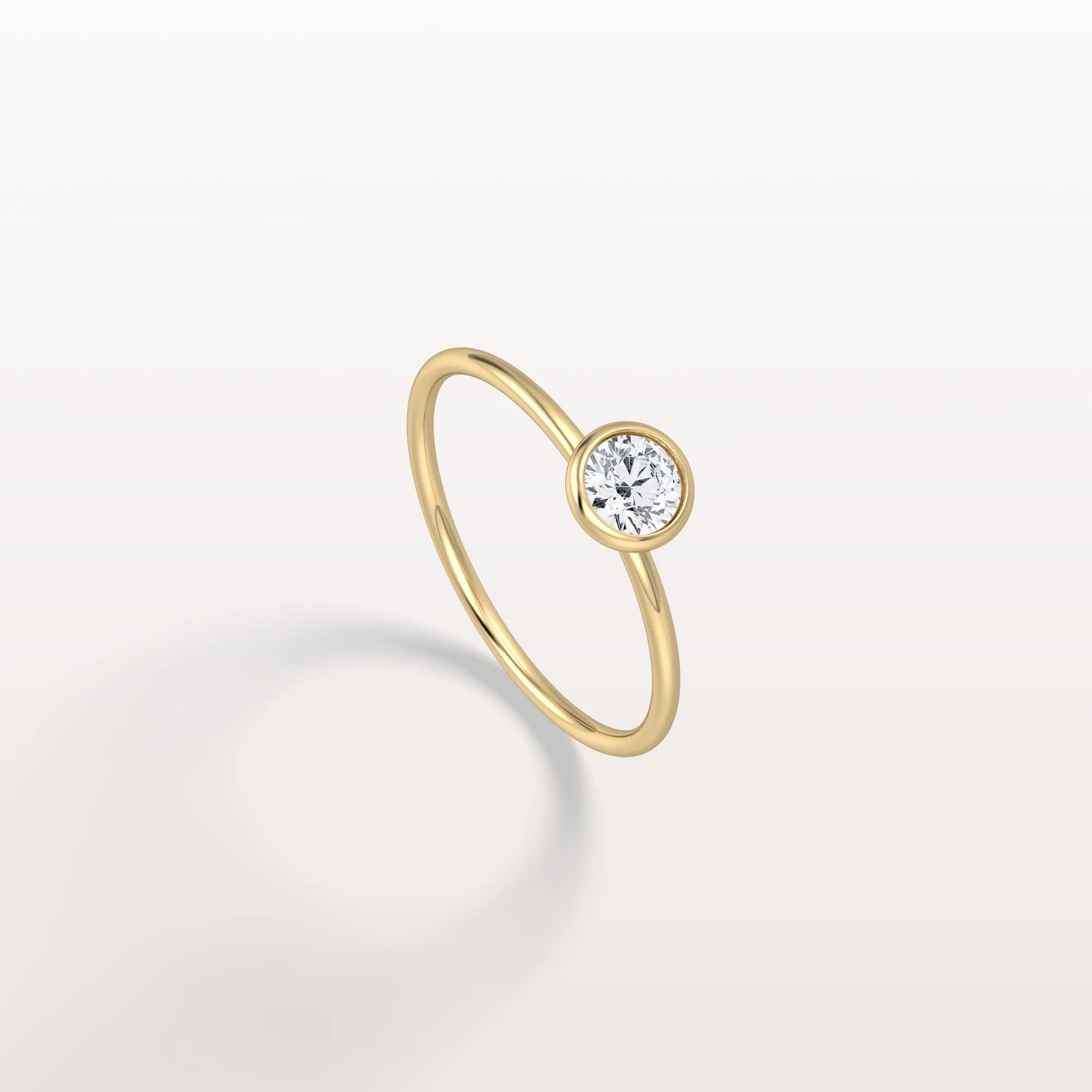 Minimalist Solitaire Bezel Set Round Lab Grown Diamond Ring - Rings