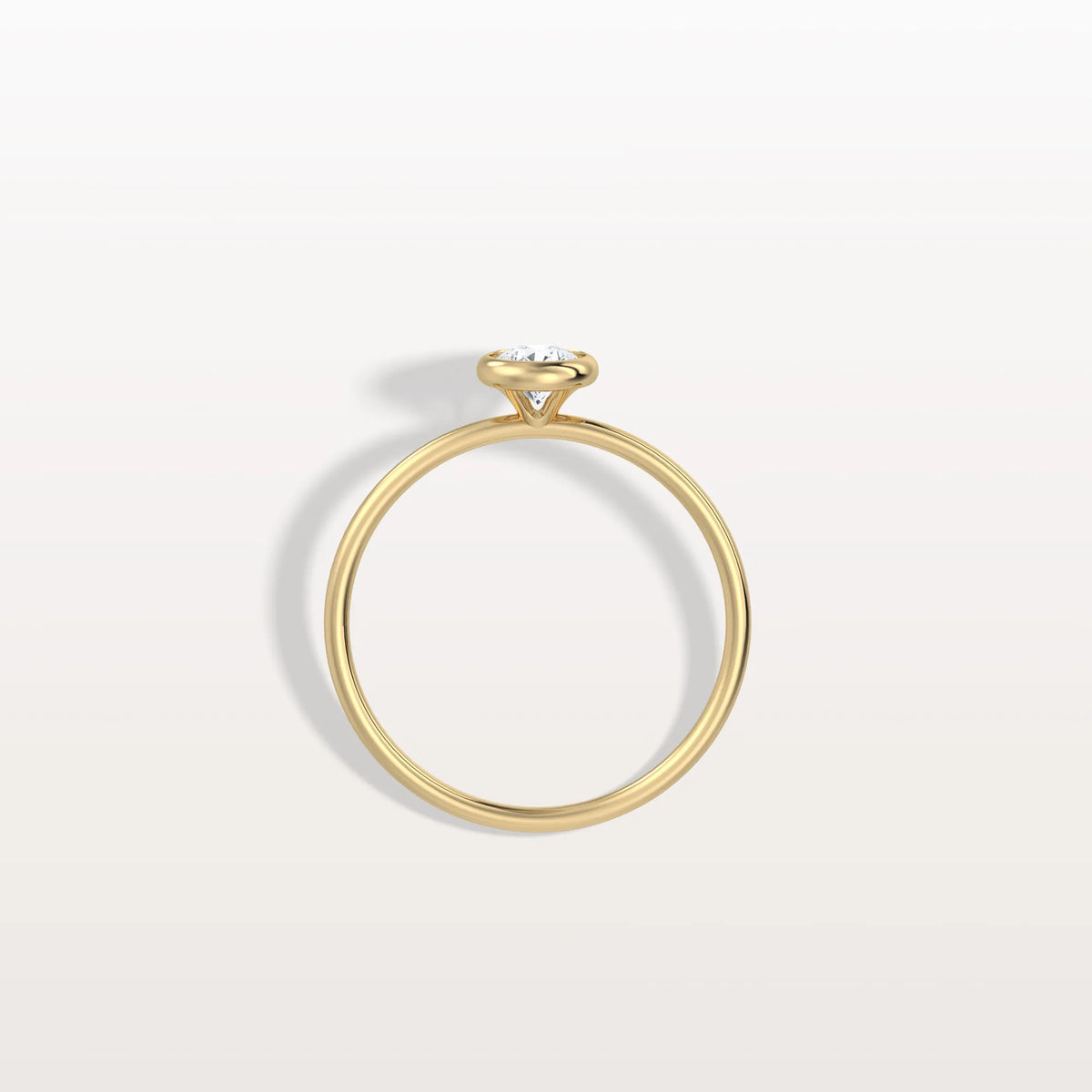 Minimalist Solitaire Bezel Set Round Lab Grown Diamond Ring - Rings