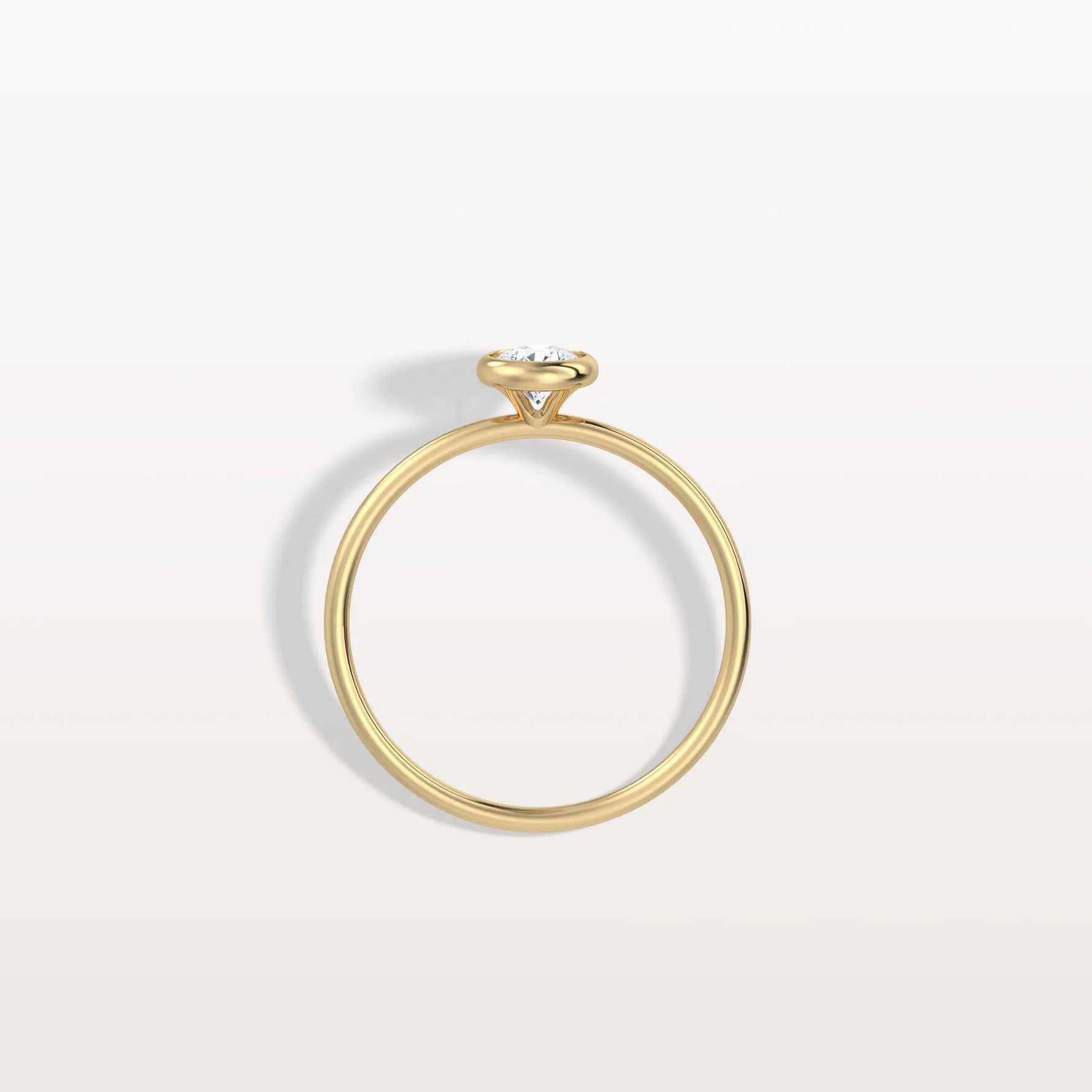 Minimalist Solitaire Bezel Set Round Lab Grown Diamond Ring - Rings