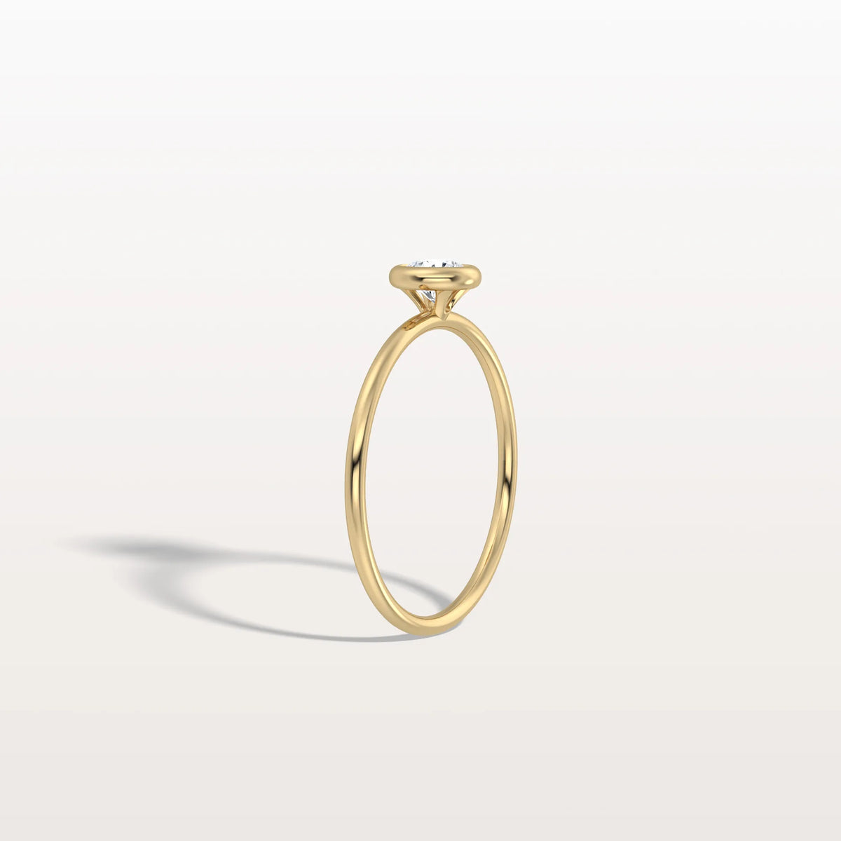 Minimalist Solitaire Bezel Set Round Lab Grown Diamond Ring - Rings