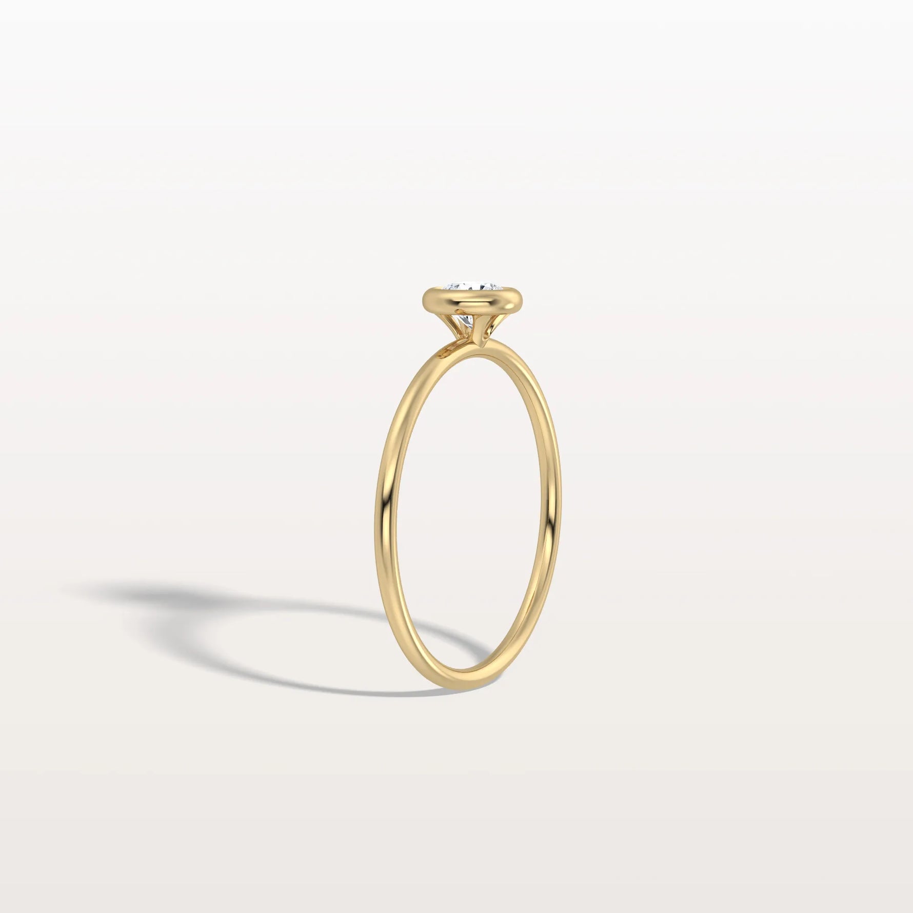 Minimalist Solitaire Bezel Set Round Lab Grown Diamond Ring - Rings