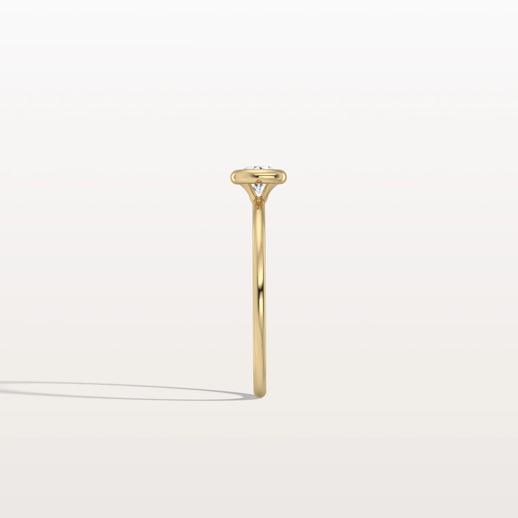 Minimalist Solitaire Bezel Set Round Lab Grown Diamond Ring - Rings