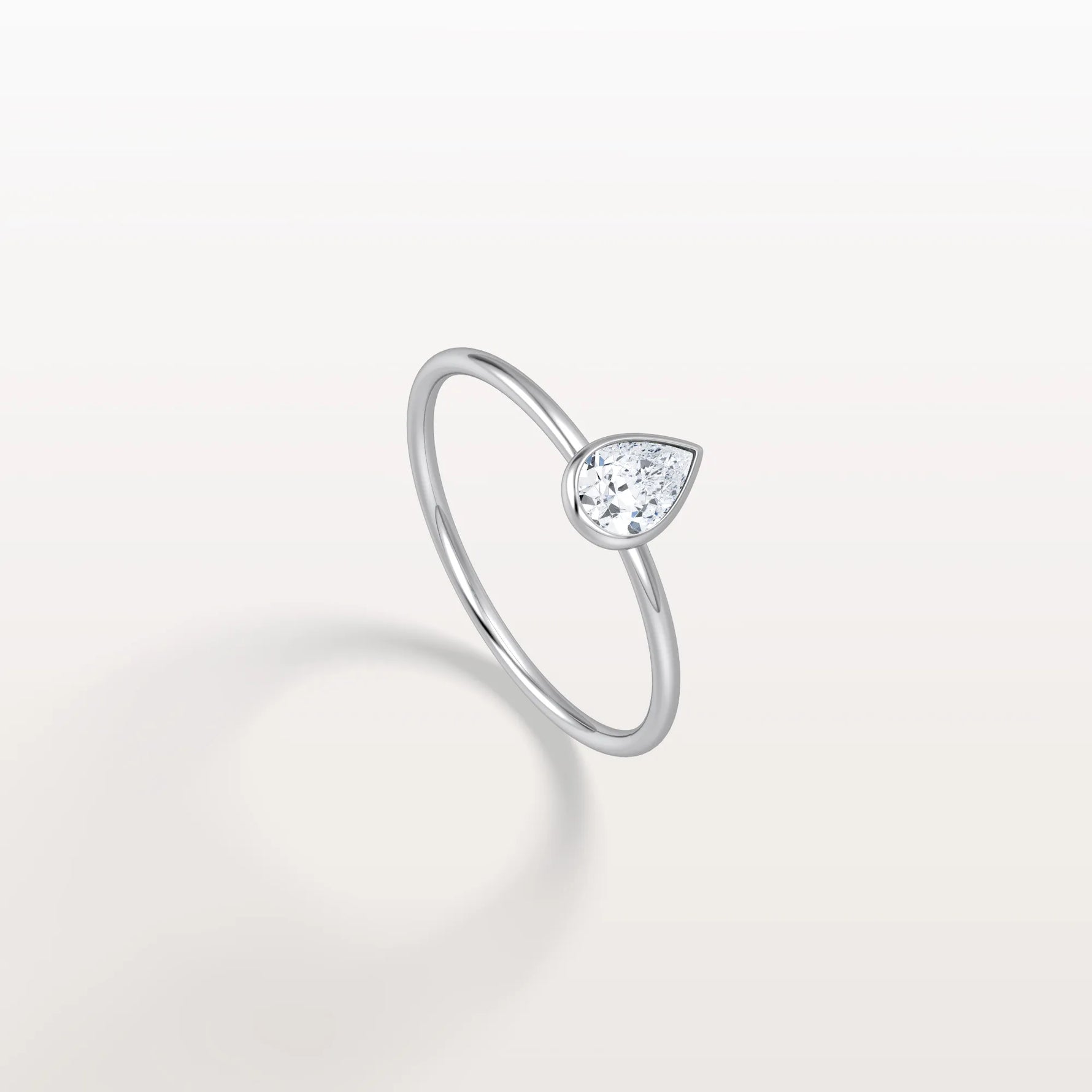 Minimalist Bezel Set Pear Lab Grown Diamond Ring - Rings