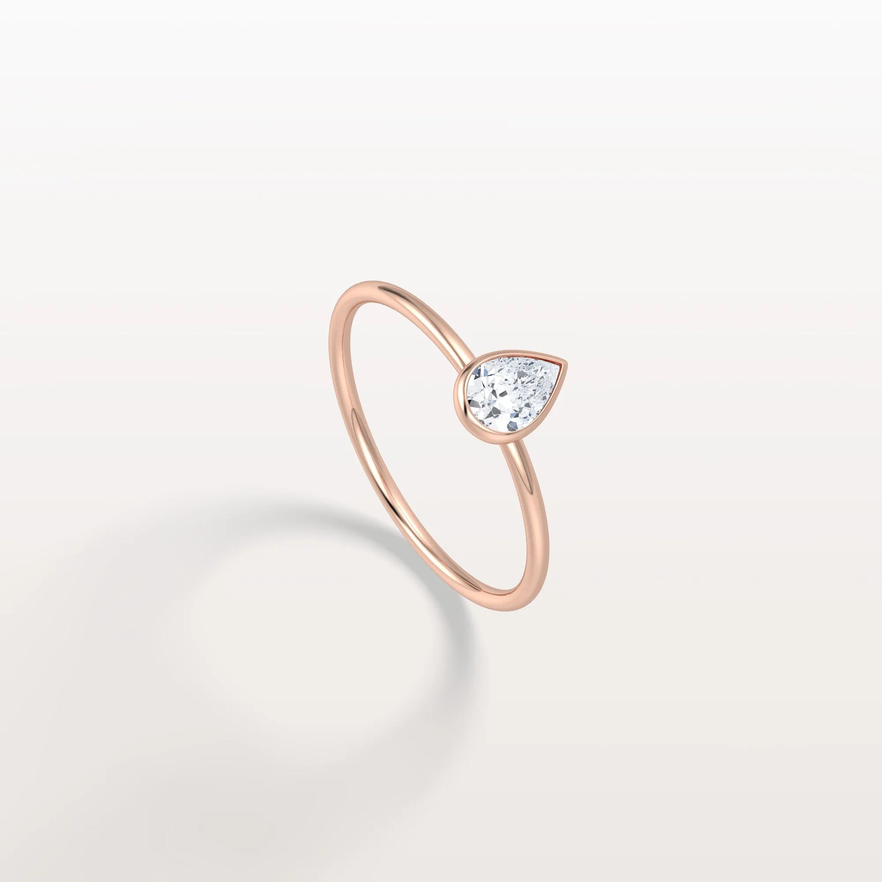 Minimalist Bezel Set Pear Lab Grown Diamond Ring - Rings