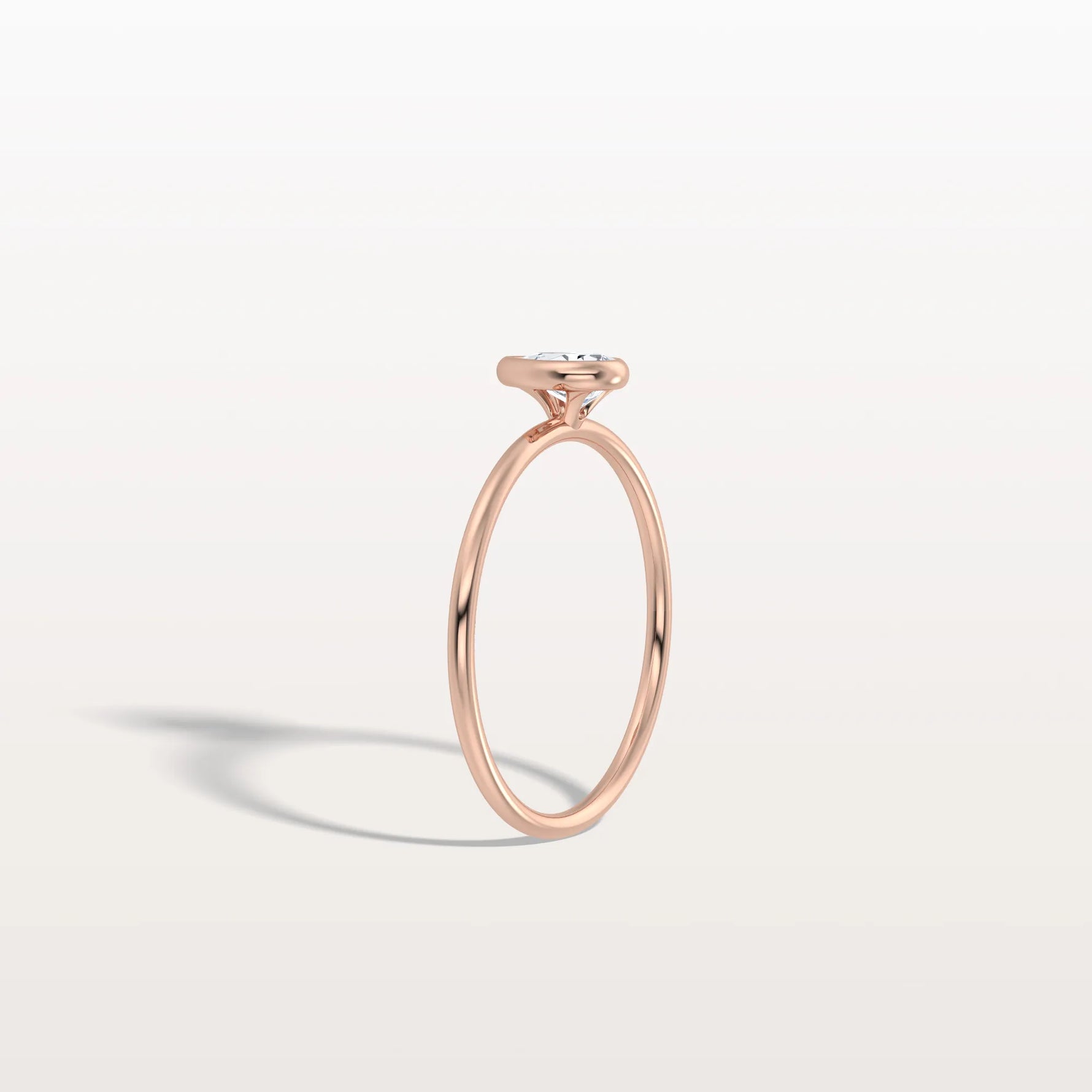 Minimalist Bezel Set Pear Lab Grown Diamond Ring - Rings
