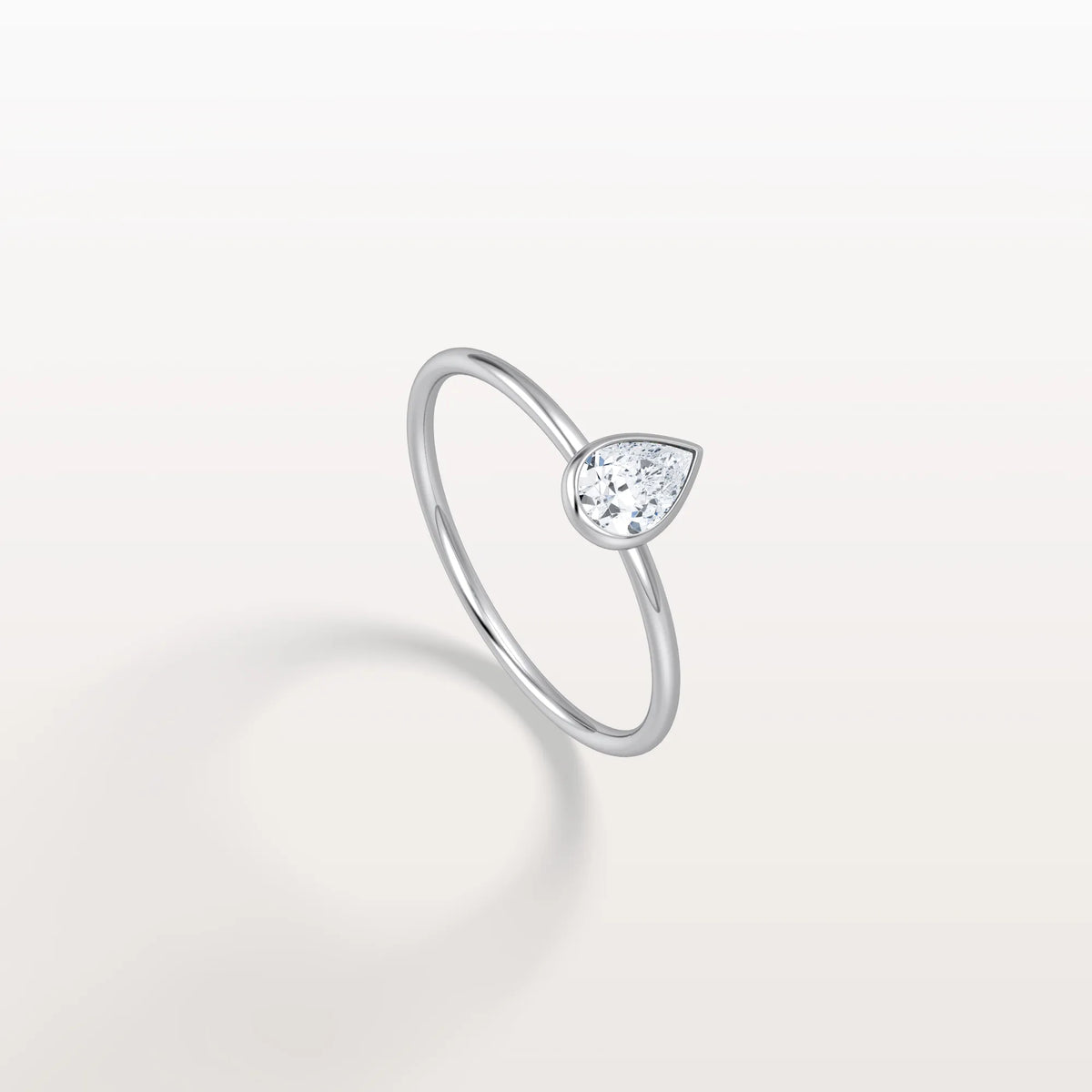 Minimalist Bezel Set Pear Lab Grown Diamond Ring - Rings