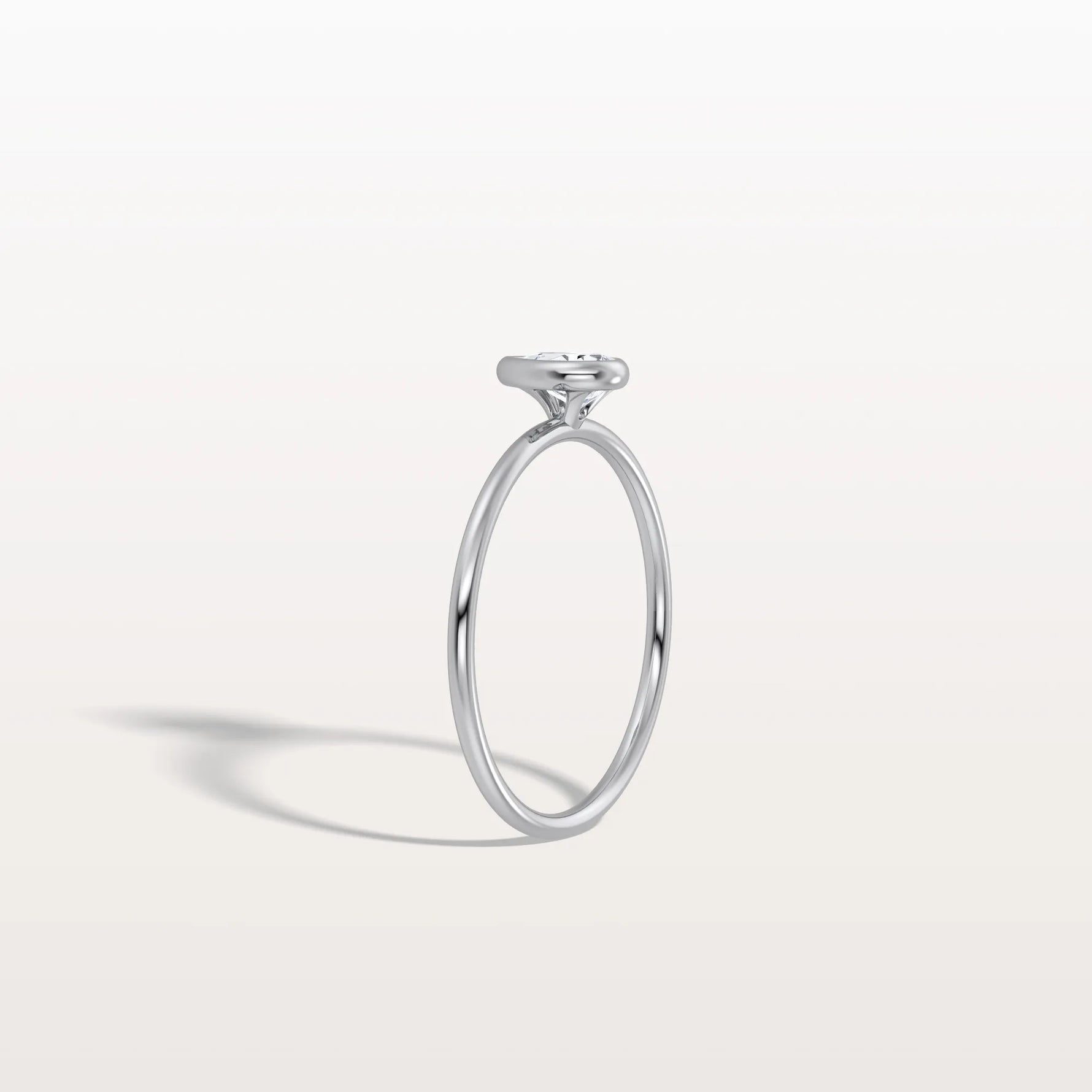 Minimalist Bezel Set Pear Lab Grown Diamond Ring - Rings