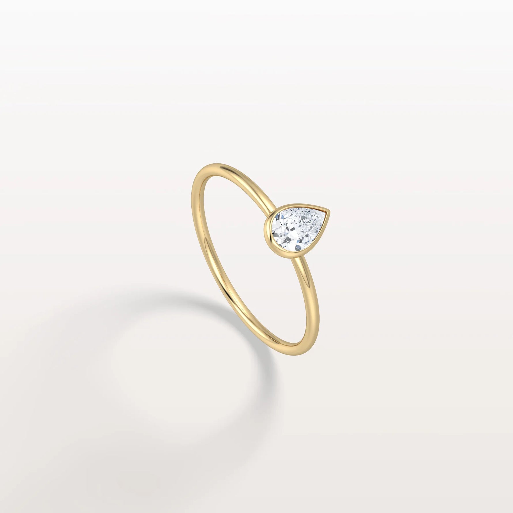 Minimalist Bezel Set Pear Lab Grown Diamond Ring - Rings