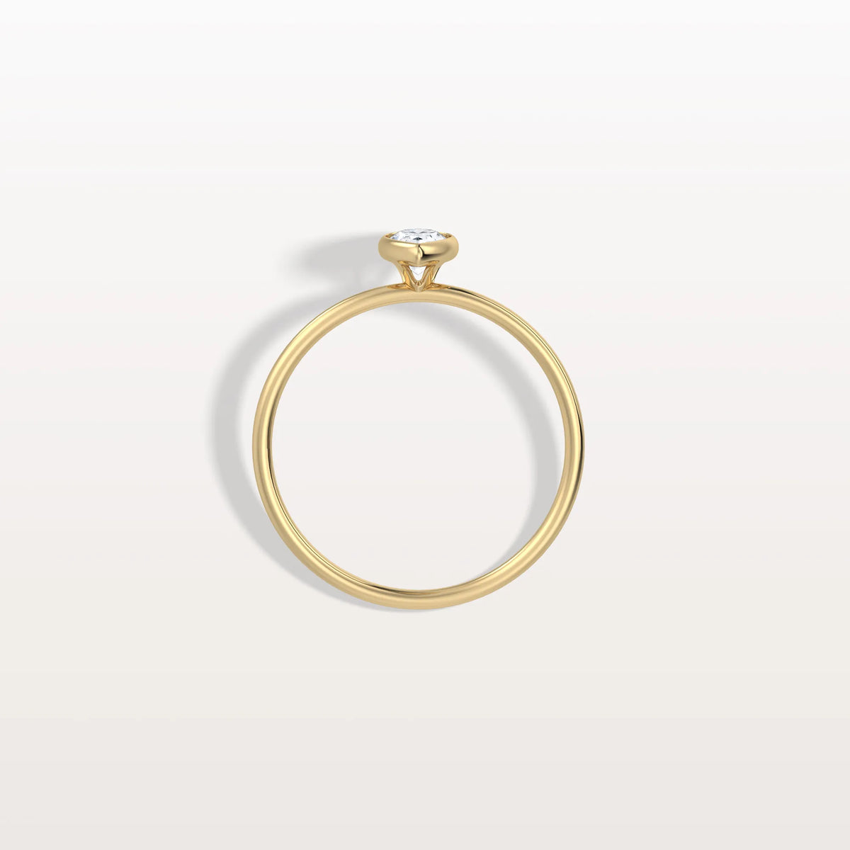 Minimalist Bezel Set Pear Lab Grown Diamond Ring - Rings