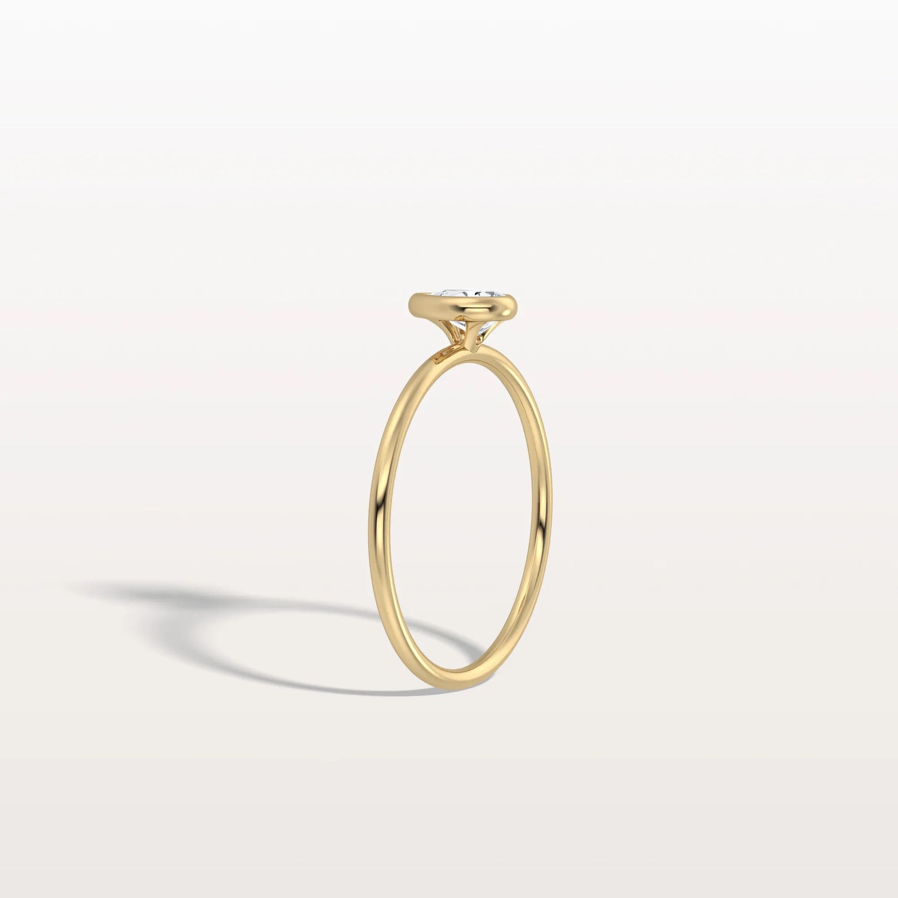 Minimalist Bezel Set Pear Lab Grown Diamond Ring - Rings