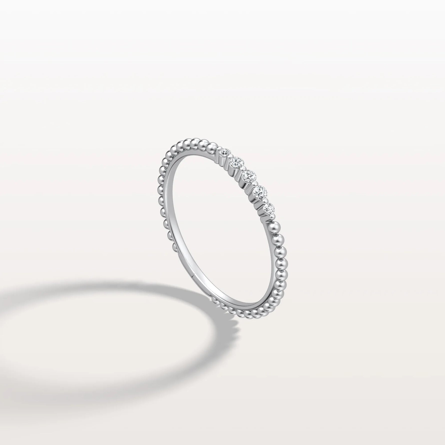 Minimalist Bead Accent Lab Grown Diamond Ring - Rings