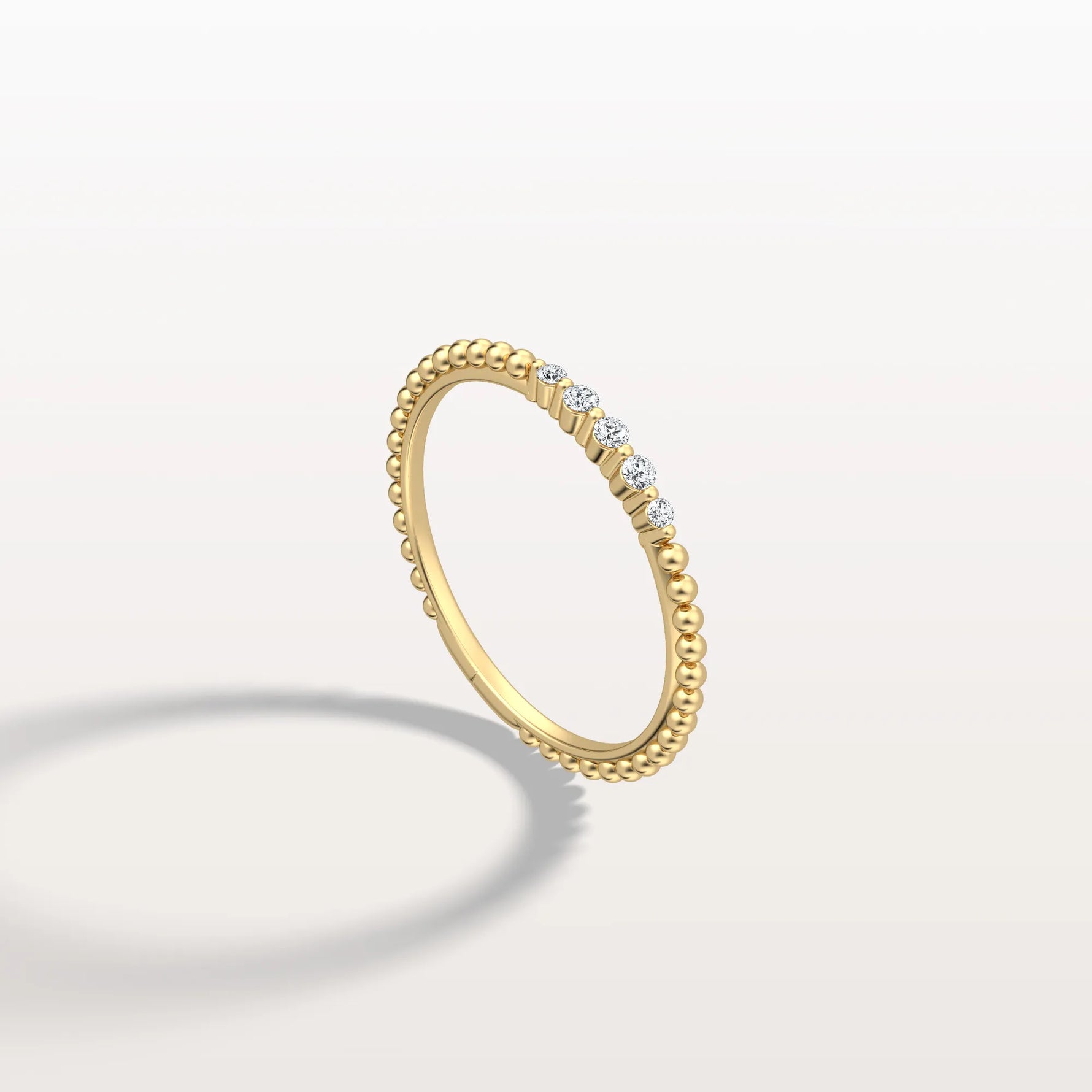 Minimalist Bead Accent Lab Grown Diamond Ring - Rings