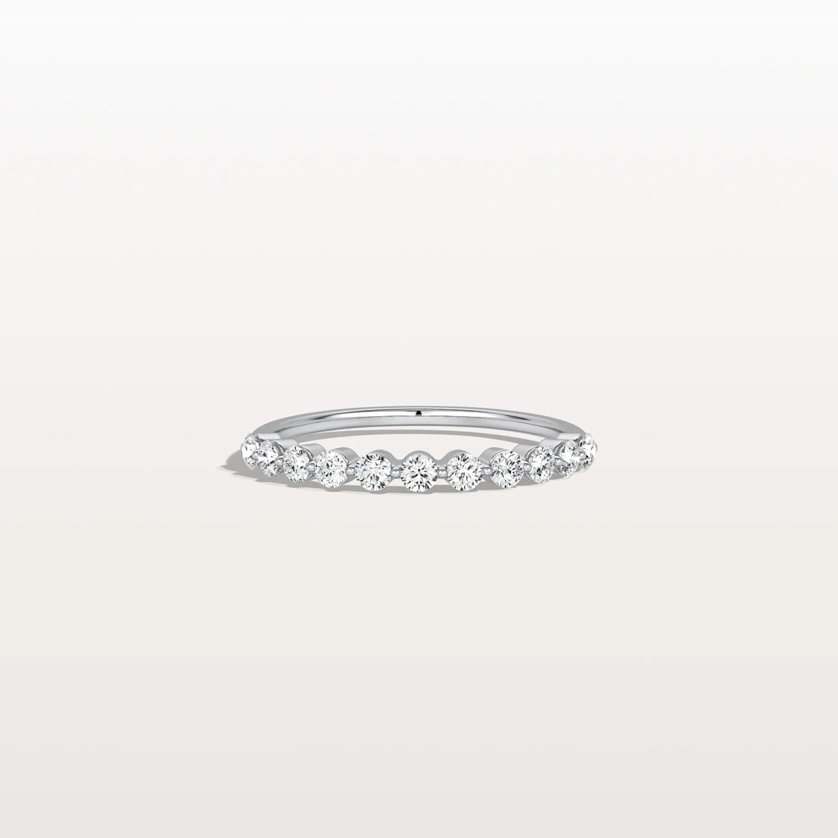 Half Eternity Lab Grown Diamond Ring - Round Cut Stackable Wedding Band - Rings