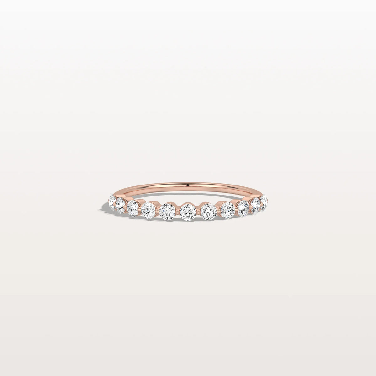 Half Eternity Lab Grown Diamond Ring - Round Cut Stackable Wedding Band - Rings