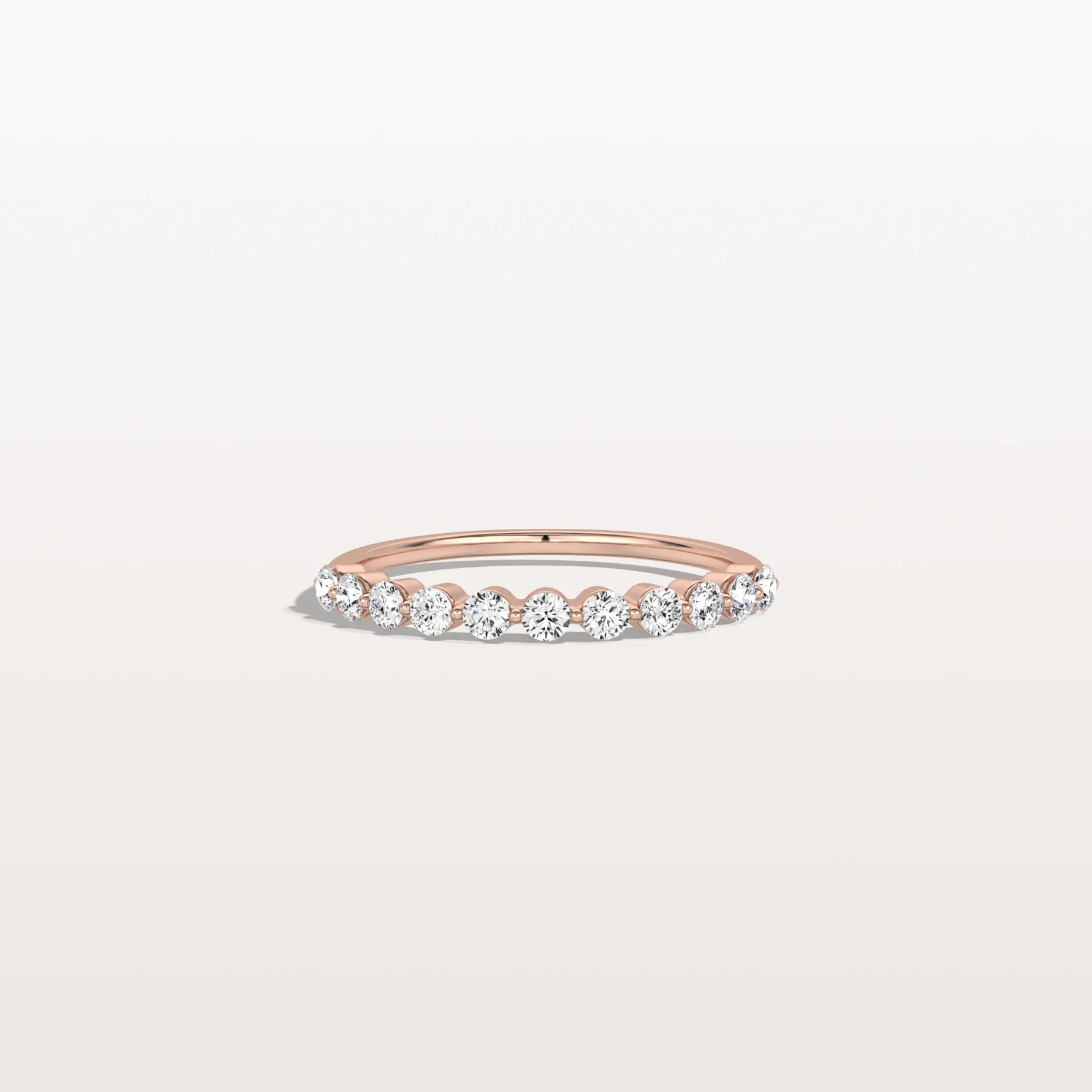 Half Eternity Lab Grown Diamond Ring - Round Cut Stackable Wedding Band - Rings