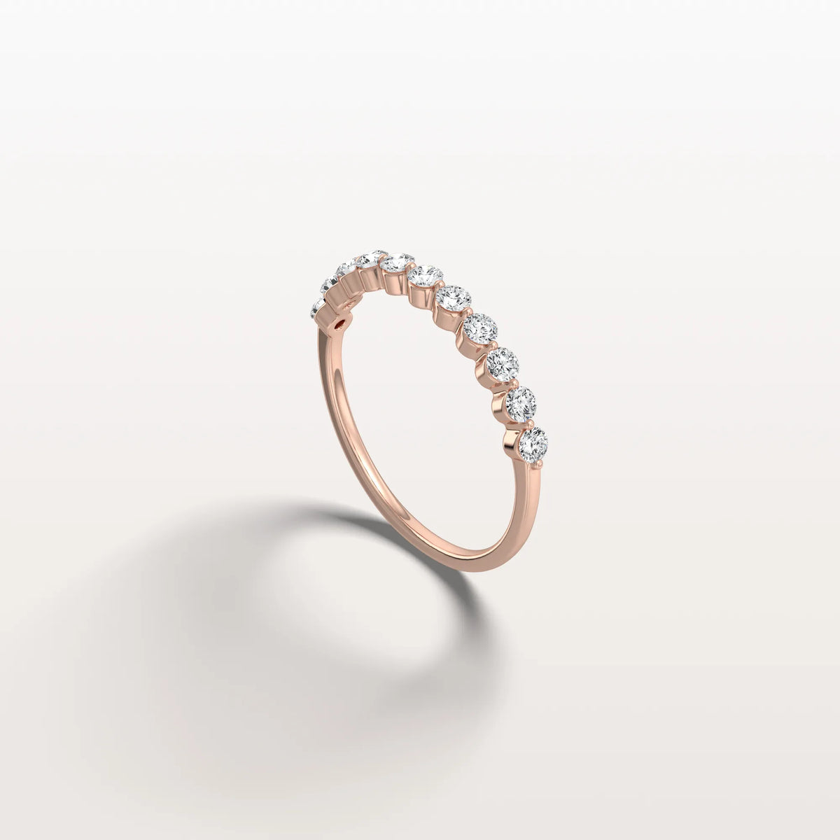 Half Eternity Lab Grown Diamond Ring - Round Cut Stackable Wedding Band - Rings