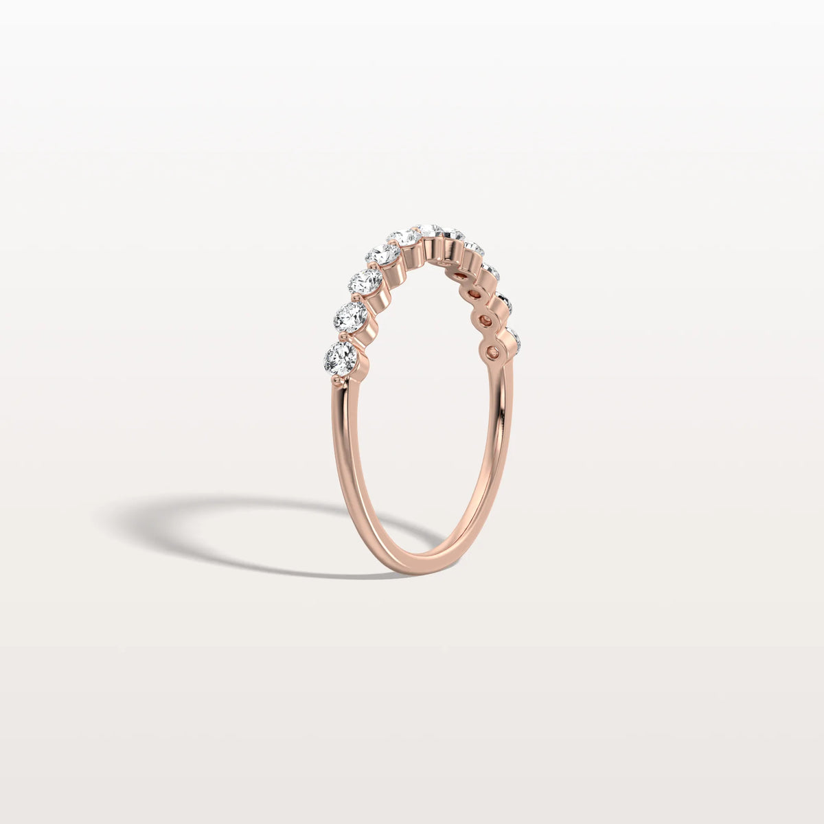 Half Eternity Lab Grown Diamond Ring - Round Cut Stackable Wedding Band - Rings