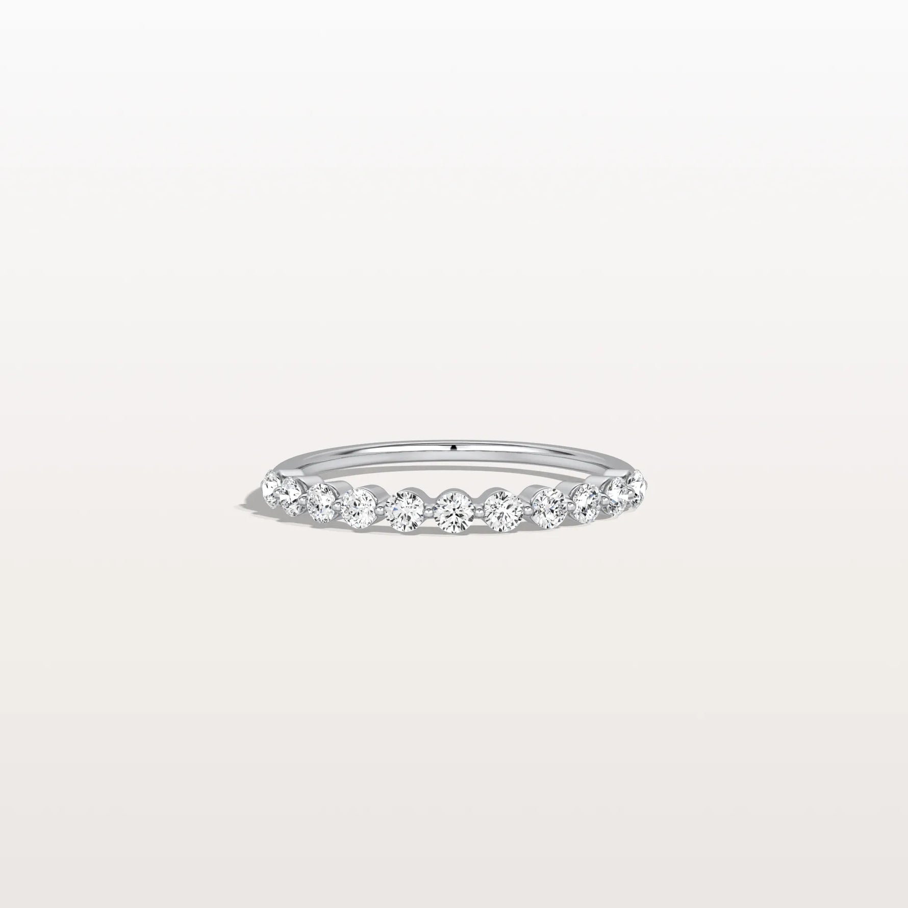 Half Eternity Lab Grown Diamond Ring - Round Cut Stackable Wedding Band - Rings