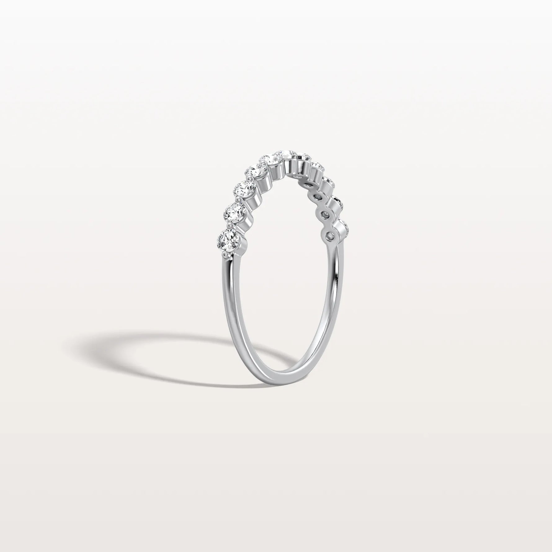 Half Eternity Lab Grown Diamond Ring - Round Cut Stackable Wedding Band - Rings
