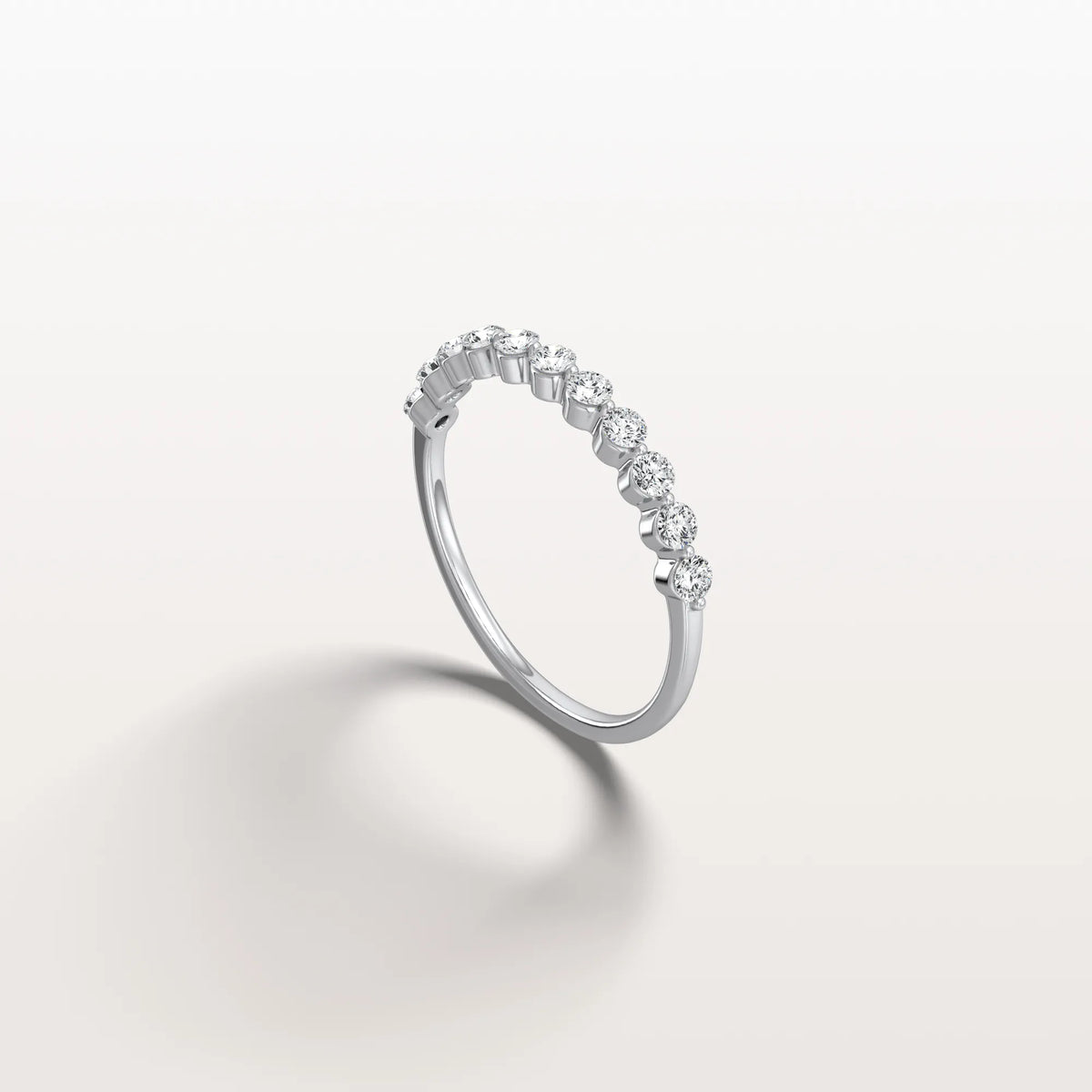 Half Eternity Lab Grown Diamond Ring - Round Cut Stackable Wedding Band - Rings
