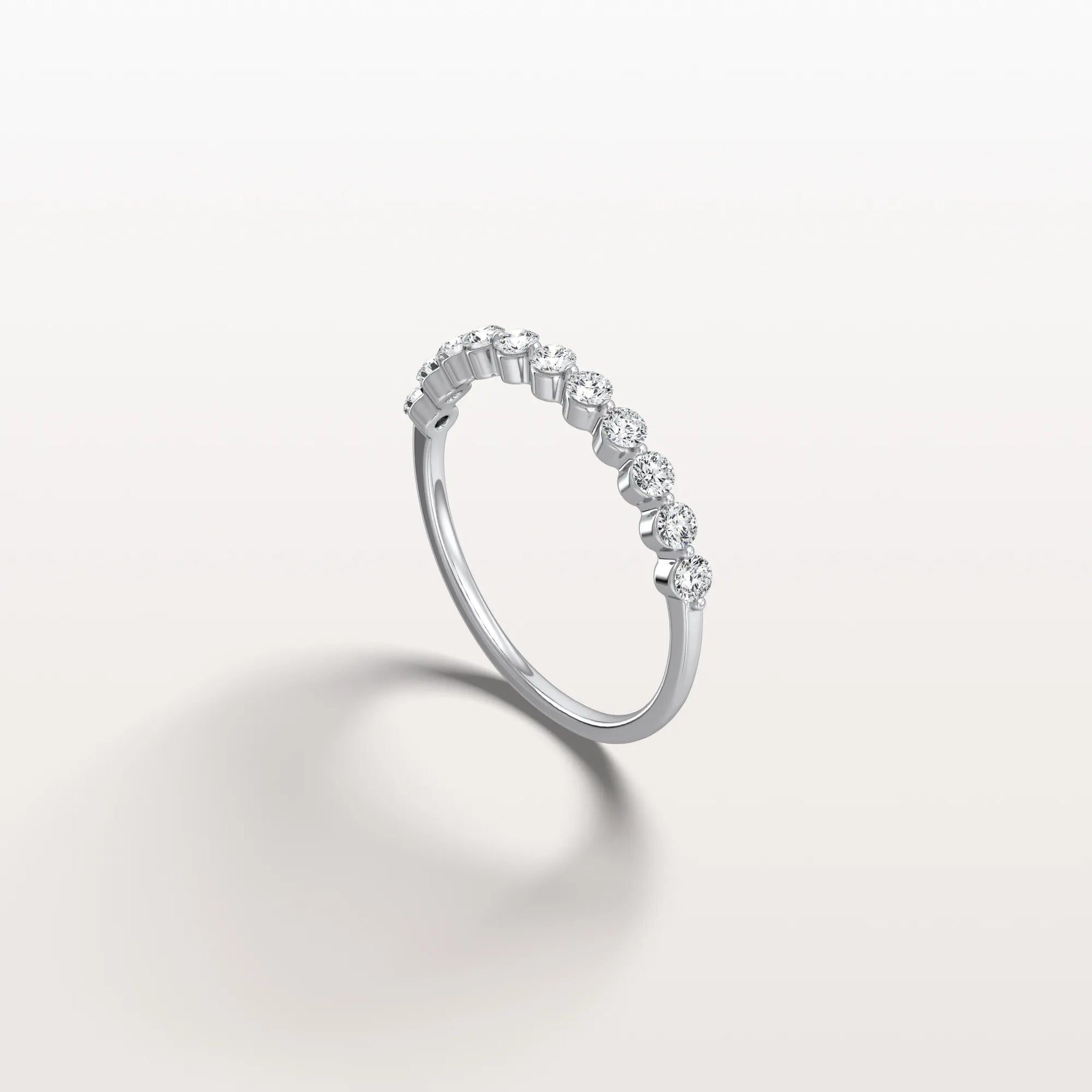 Half Eternity Lab Grown Diamond Ring - Round Cut Stackable Wedding Band - Rings