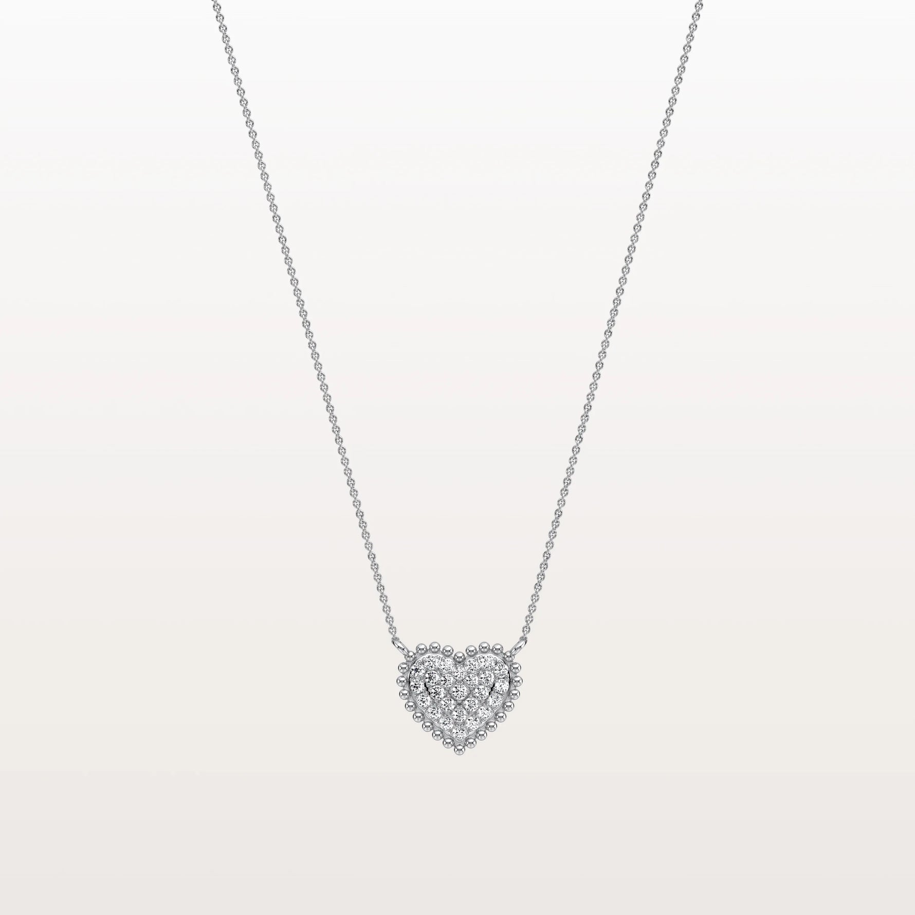 Lab Grown Diamond Beaded Heart Necklace in 14K Solid Gold/Platinum - Necklaces