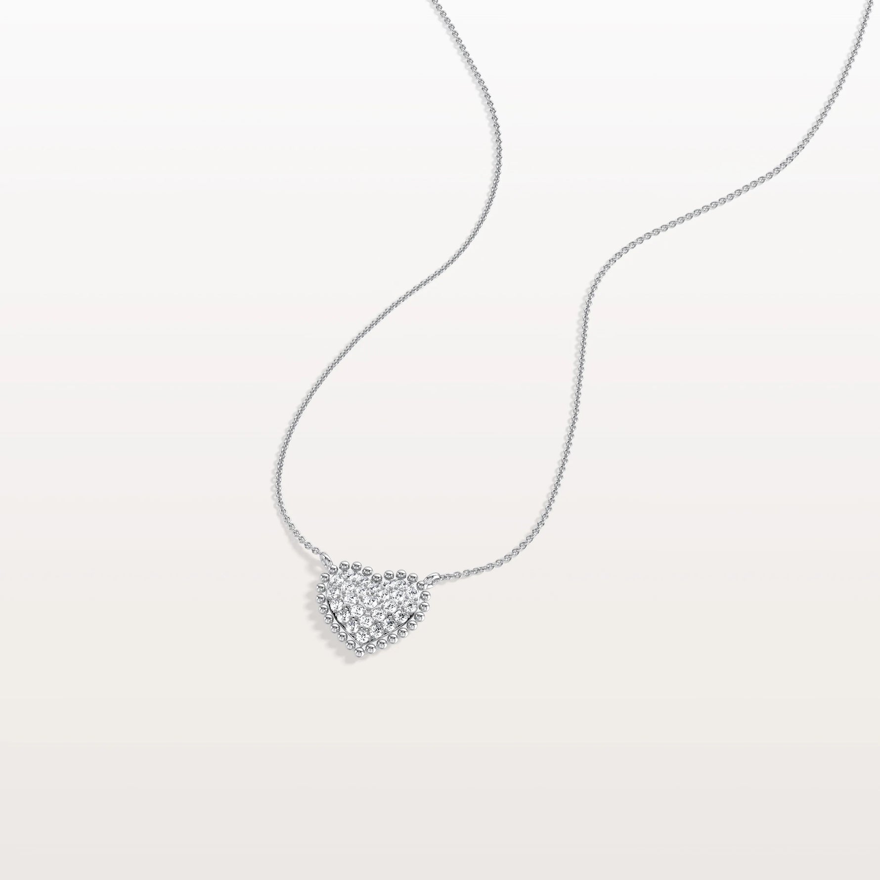 Lab Grown Diamond Beaded Heart Necklace in 14K Solid Gold/Platinum - Necklaces