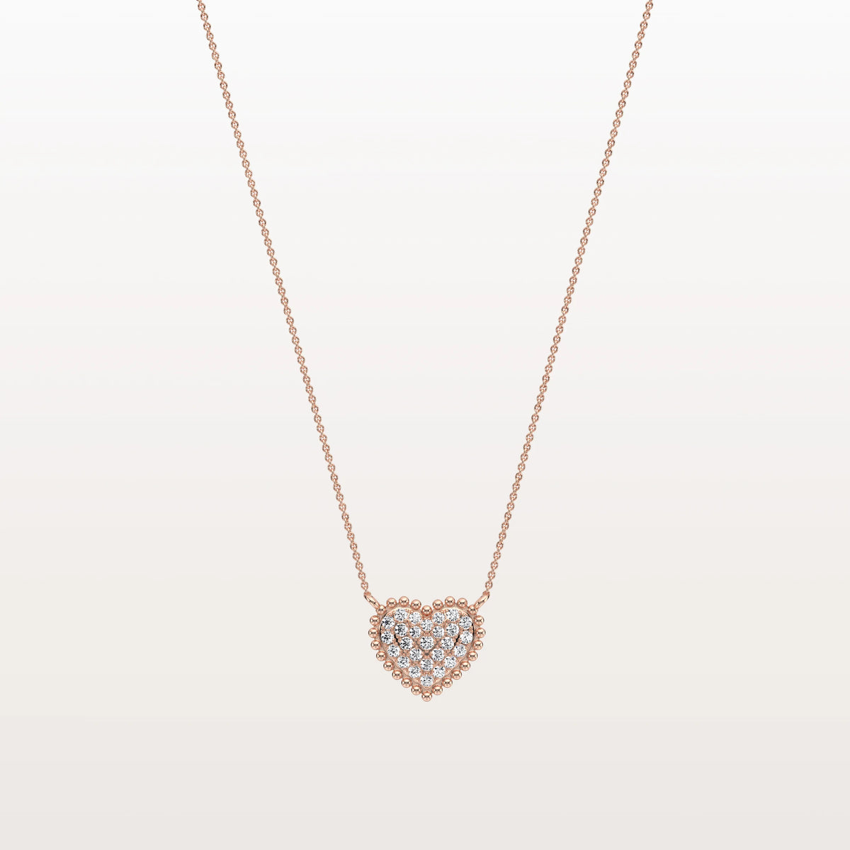 Lab Grown Diamond Beaded Heart Necklace in 14K Solid Gold/Platinum - Necklaces